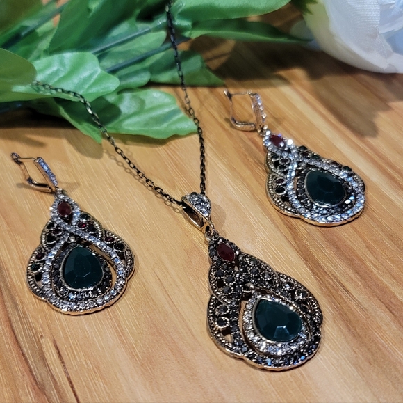 Turkish Vintage Looking Jewelry Set forWomen,NEW,2pc,Ethnic,Wedding,HandmadeGift - Picture 5 of 9